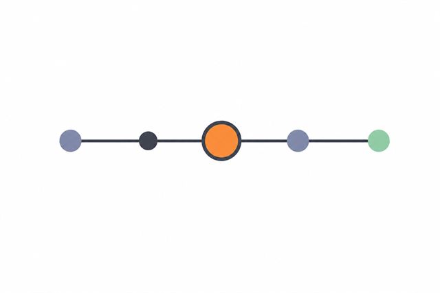 Ilustración de una línea de tiempo con hitos marcados y uno destacado en naranja